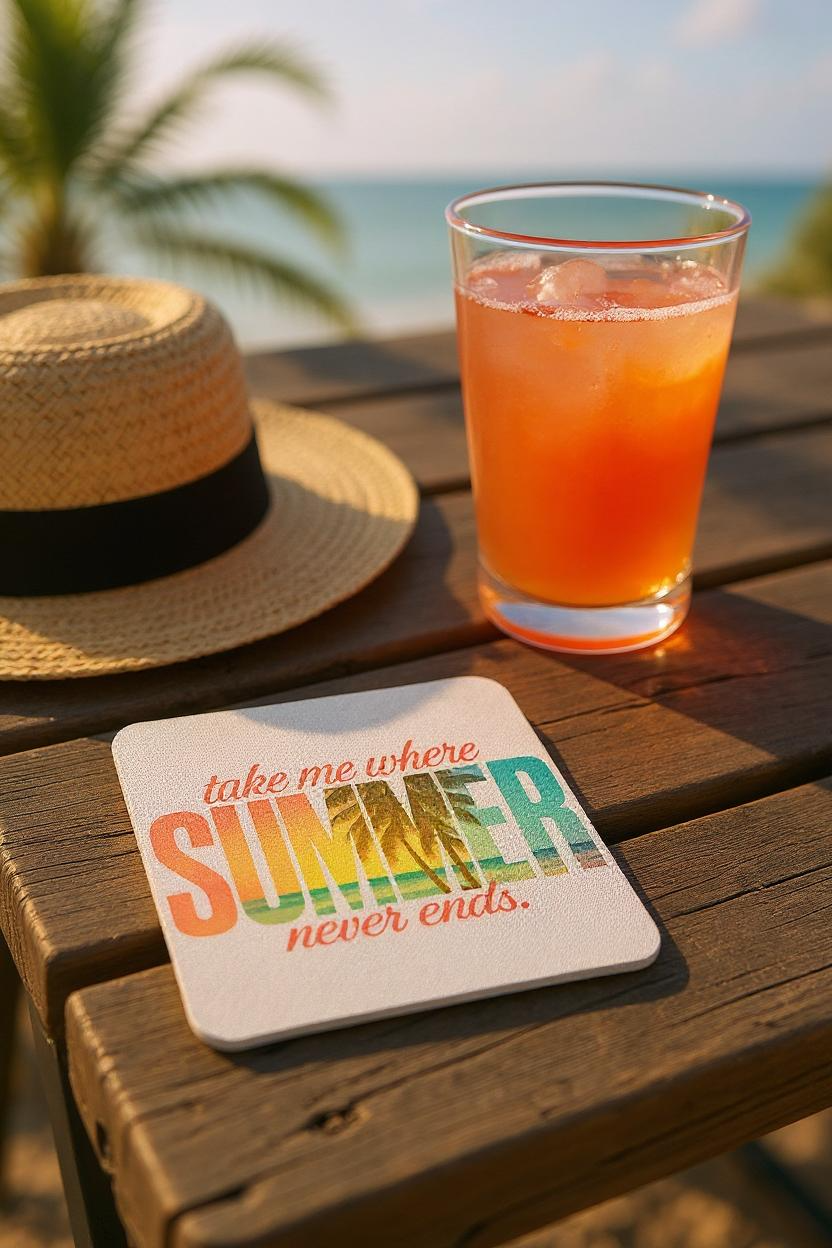 Custom Printed Rubber-Backed Coaster Set (4-Pack, 4”)