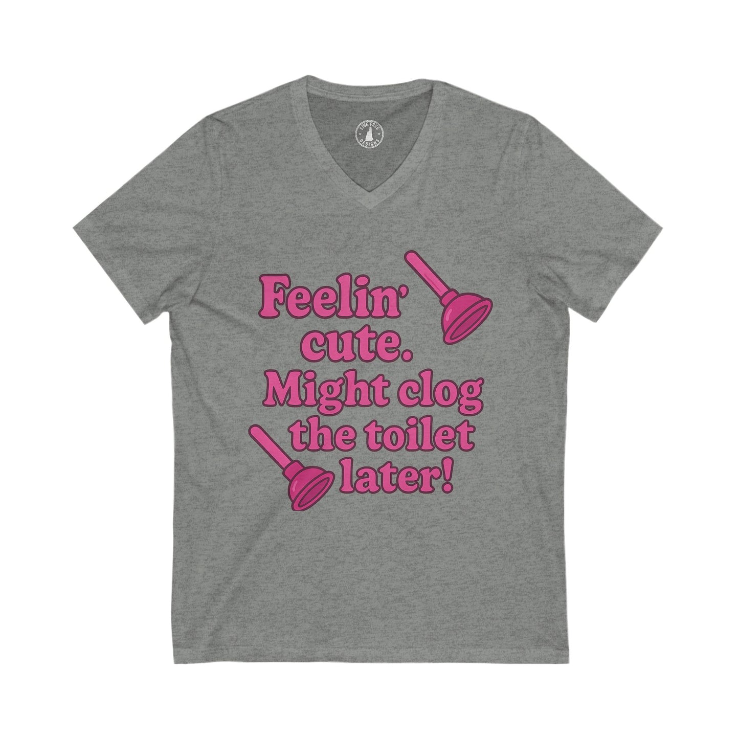 Funny Bathroom Humor Tee, Plunger Graphic Shirt, Cute Gift for Friends, Comedy V-Neck T-Shirt, Quirky Casual Wear, Great for Parties