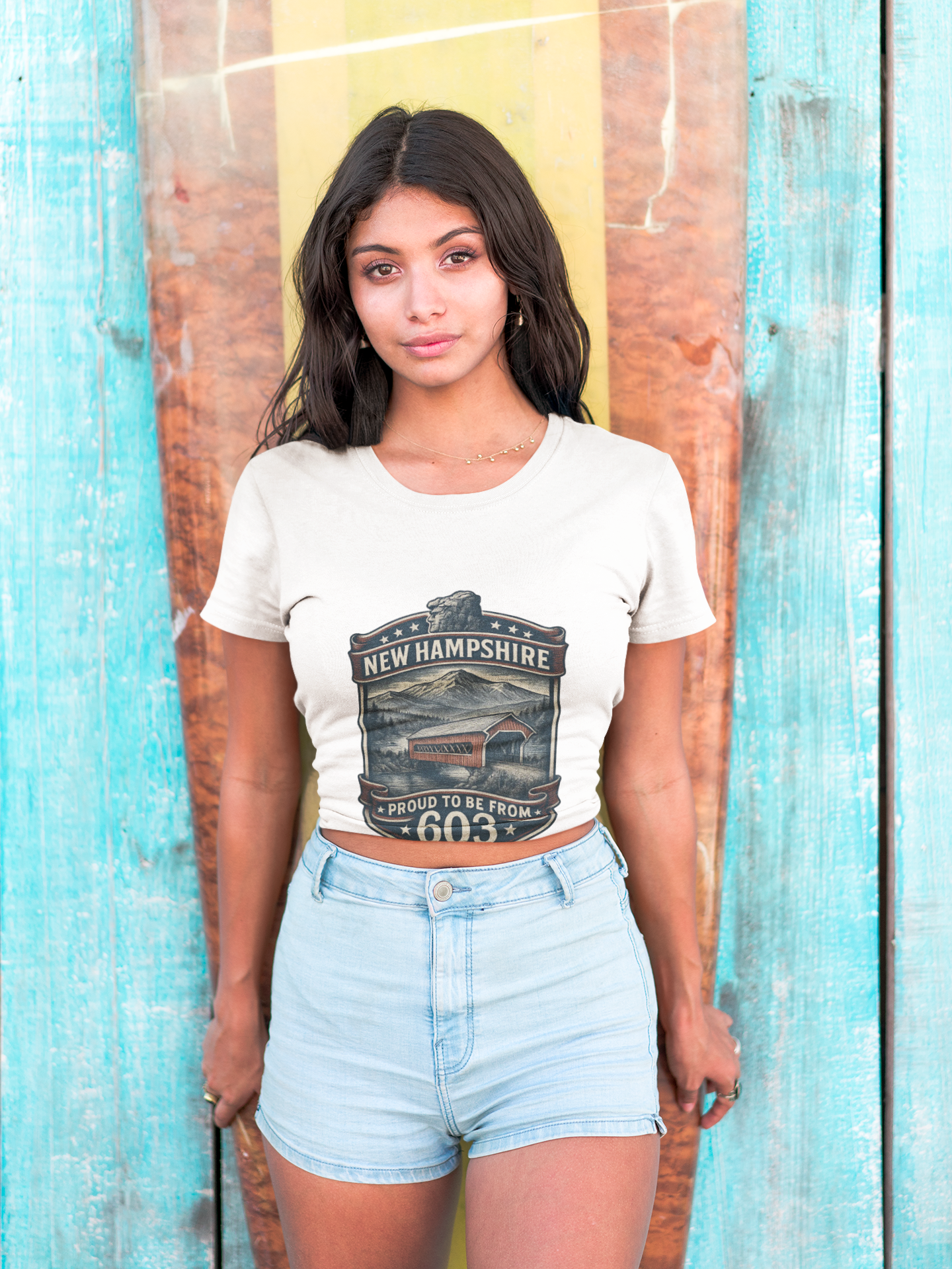 New Hampshire 603 Pride T-Shirt Covered Bridge & Old Man of the Mountain Graphic Tee