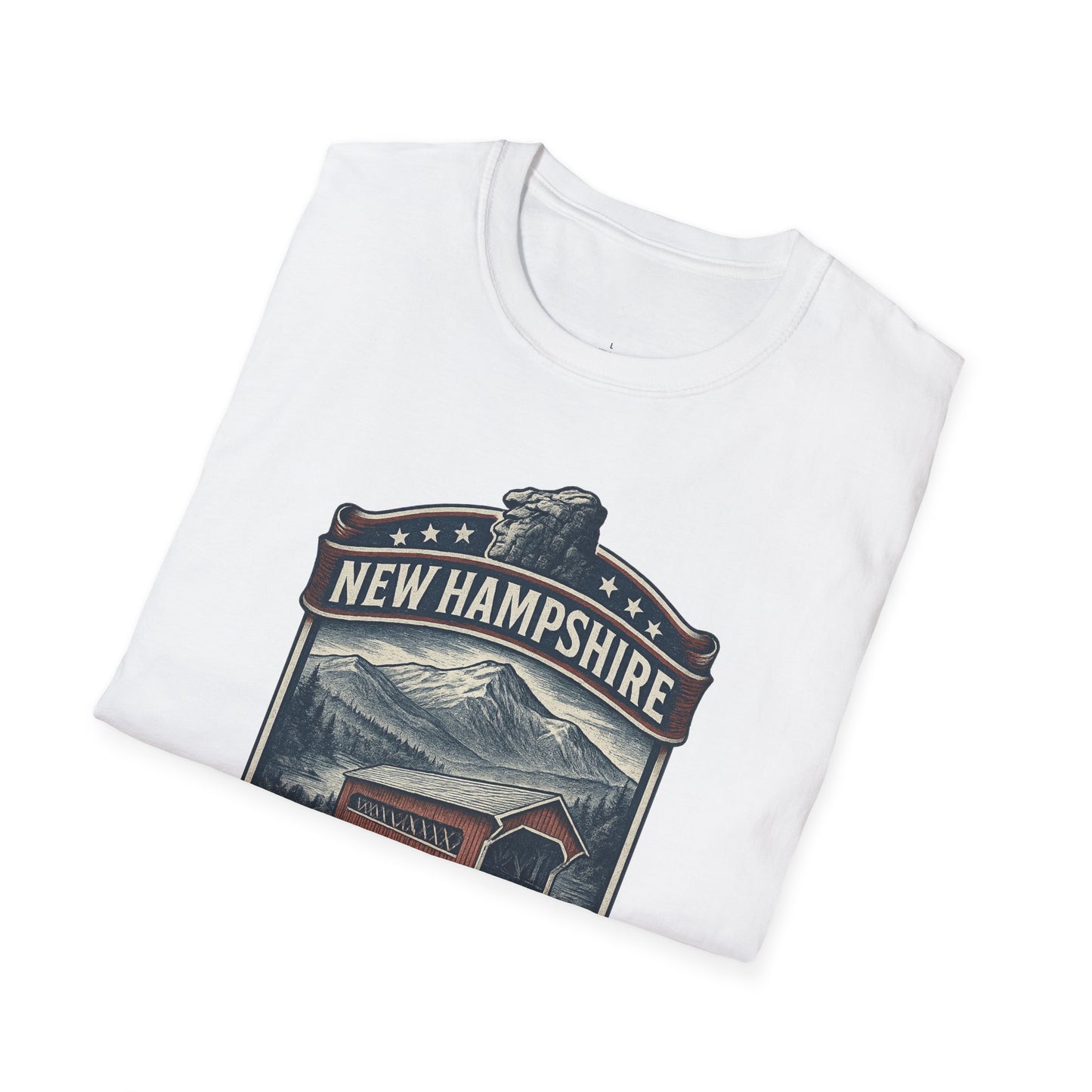 New Hampshire 603 Pride T-Shirt Covered Bridge & Old Man of the Mountain Graphic Tee