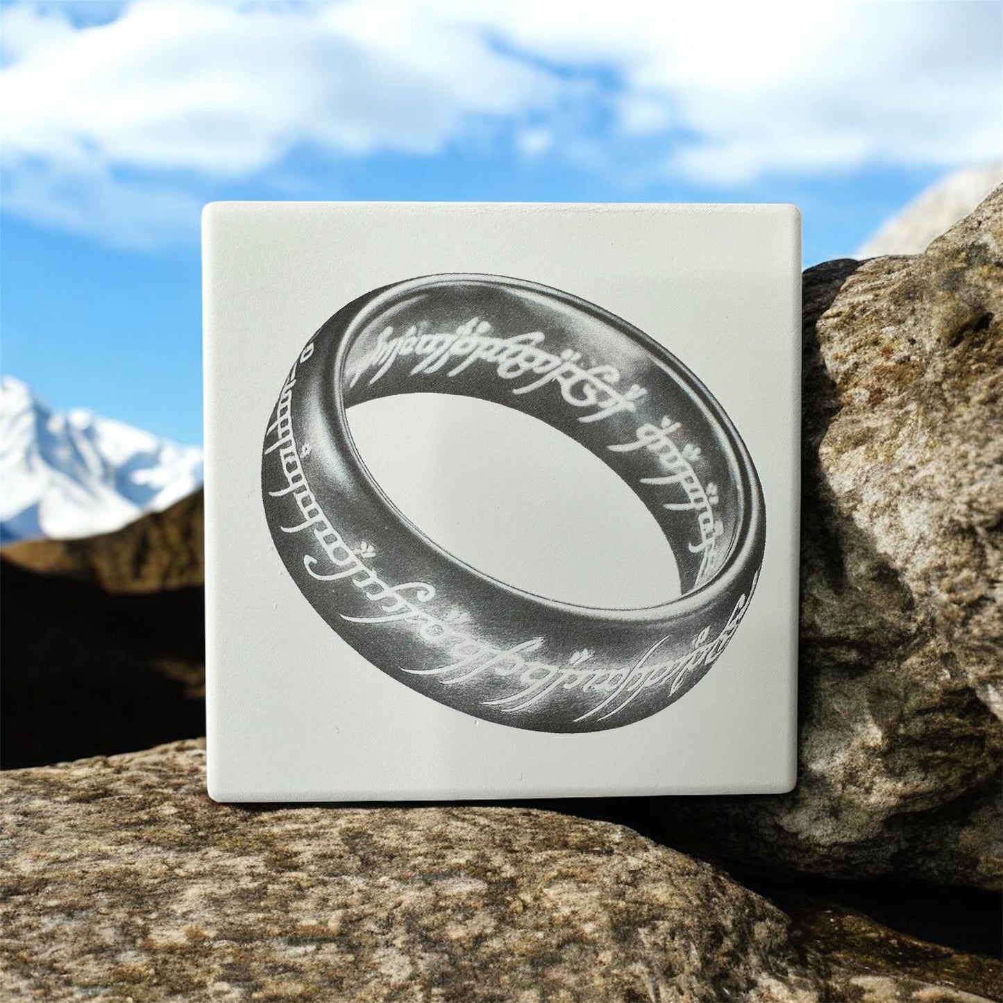 Custom Engraved Or Custom Printed 4” White Ceramic Coasters – Set of 4