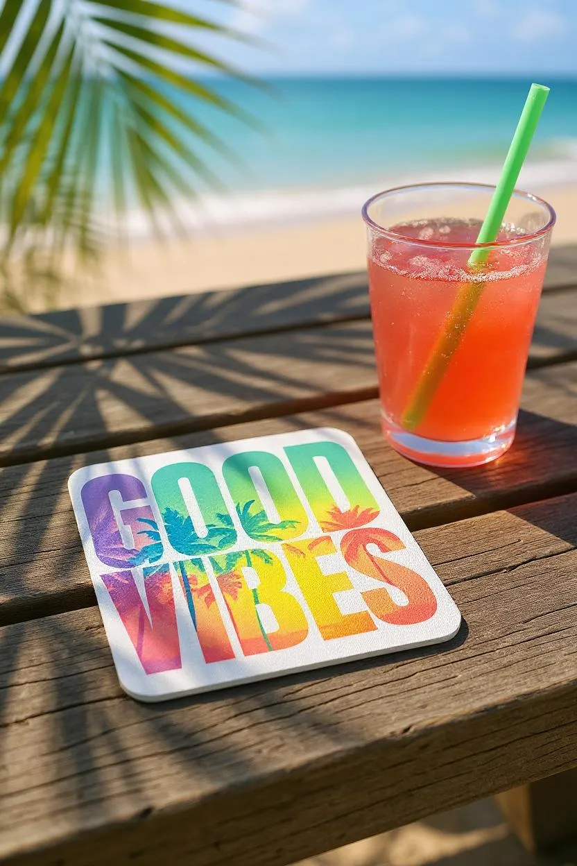 Custom Printed Rubber-Backed Coaster Set (4-Pack, 4”)