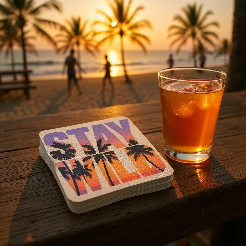 Custom Printed Rubber-Backed Coaster Set (4-Pack, 4”)