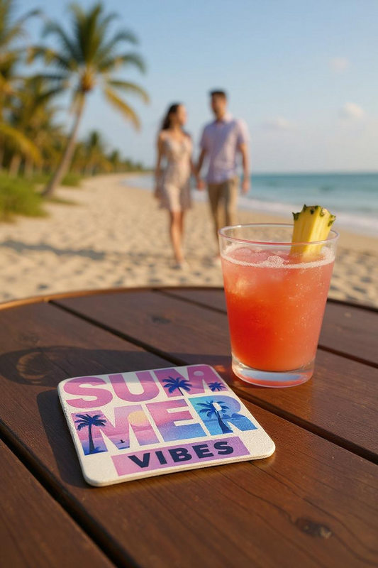 Custom Printed Rubber-Backed Coaster Set (4-Pack, 4”)