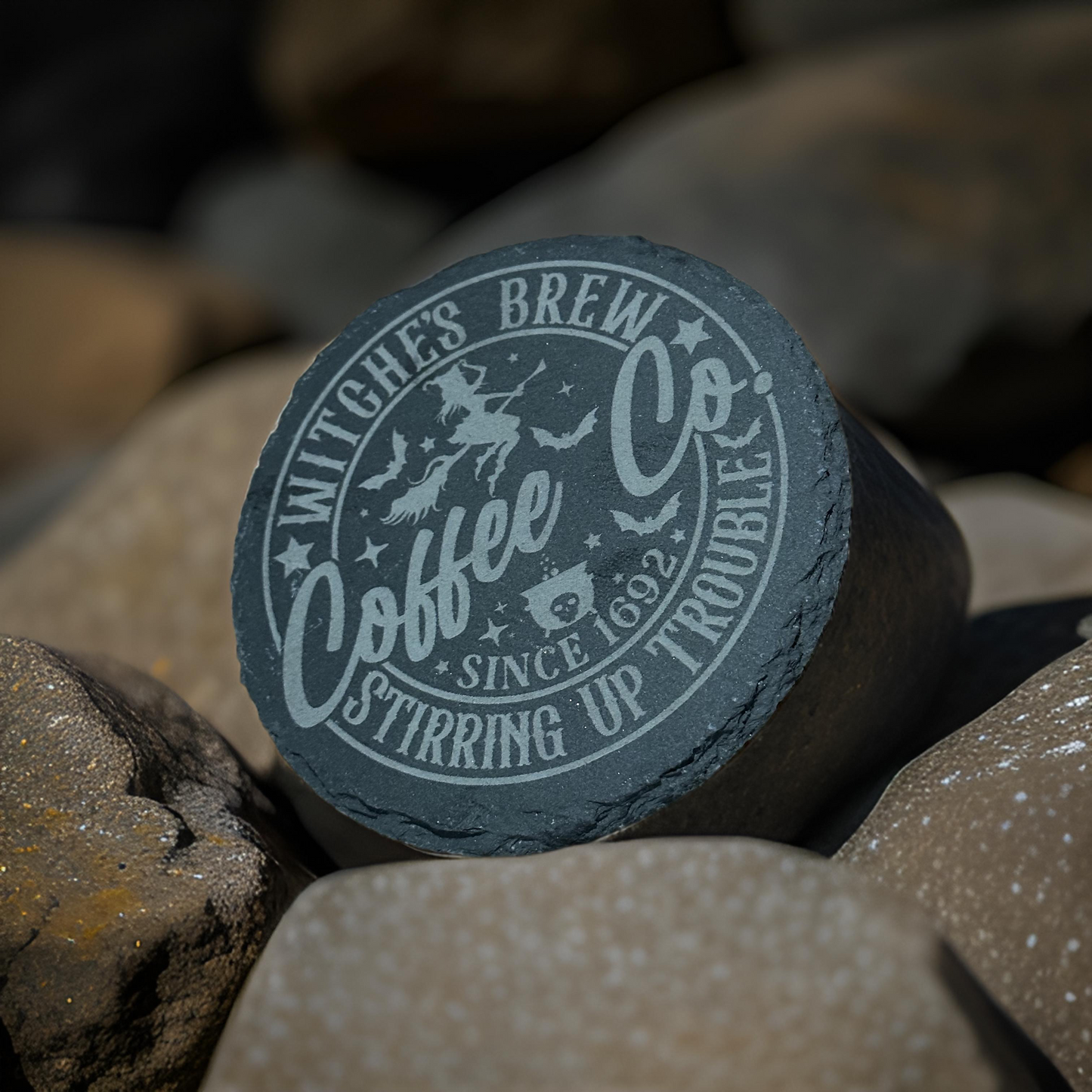 Custom Engraved 4” Slate Coasters – Set of 4