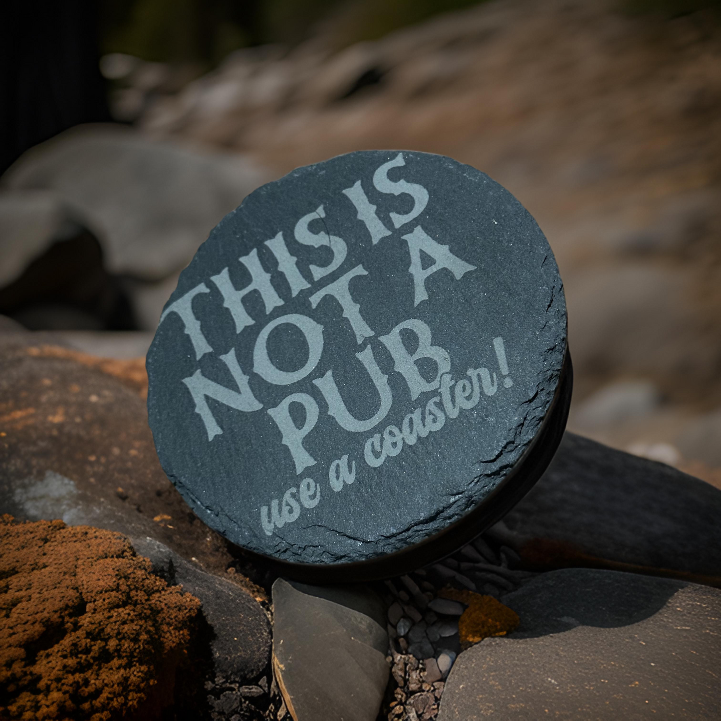Custom Engraved 4” Slate Coasters – Set of 4